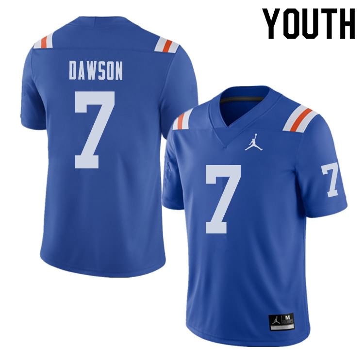 Youth NCAA Florida Gators Duke Dawson #7 Stitched Authentic Alternate Jordan Brand Royal Throwback College Football Jersey QCU1365DL